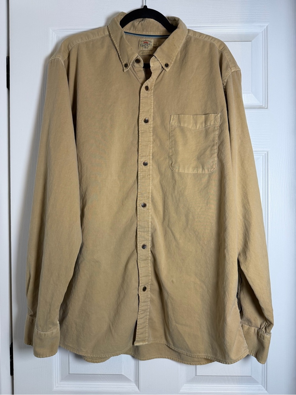 Faherty Brand Organic Cotton Tan Button Down Shirt XXL
